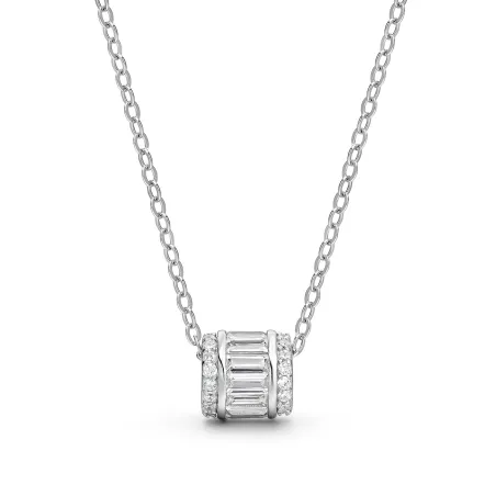 Collar Itemporality Barril Plata Baño Rodio y Circonitas  Blancas SNL-101-208-UU