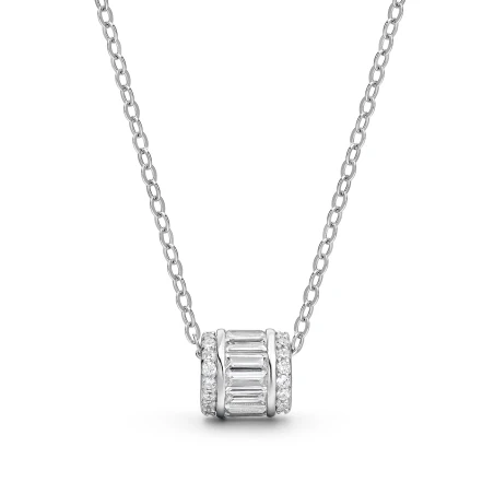 Collar Itemporality Barril Plata Baño Rodio y Circonitas Blancas SNL-101-208-UU
