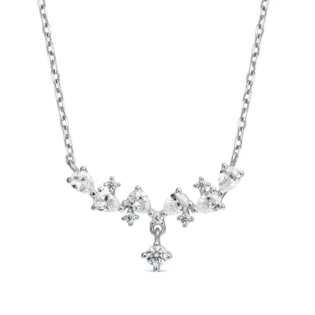 Collar Itemporality Plata Baño Rodio y Circonitas Pera Blancas SNL-101-210-UU
