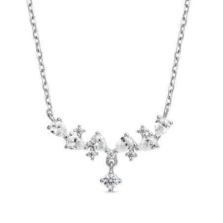 Collar Itemporality Plata Baño Rodio y Circonitas Pera Blancas SNL-101-210-UU