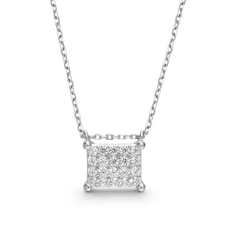 Collar Itemporality Cuadrado Plata Baño Rodio y Circonitas Blancas SNL-101-217-UU