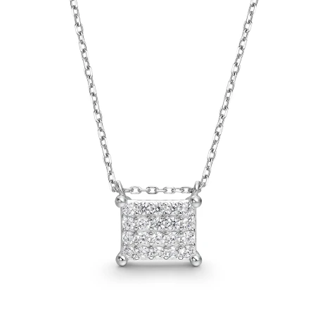 Collar Itemporality Cuadrado Plata Baño Rodio y Circonitas Blancas SNL-101-217-UU