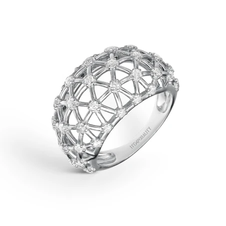 Anillo Itemporality Esférico Plata Baño Rodio y Circonitas Blancas SRN-101-136