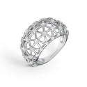 Anillo Itemporality Esférico Plata Baño Rodio y Circonitas Blancas SRN-101-136