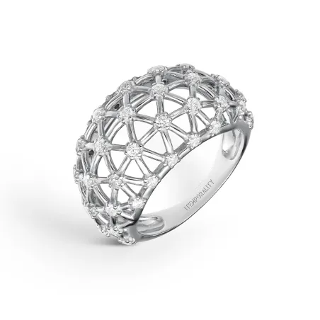 Anillo Itemporality Esférico Plata Baño Rodio y Circonitas Blancas SRN-101-136