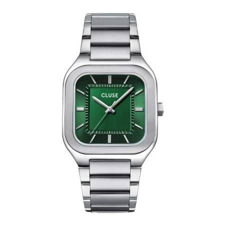 Reloj Cluse Quadrus Plateado y Verde Analógico Hombre CW25702