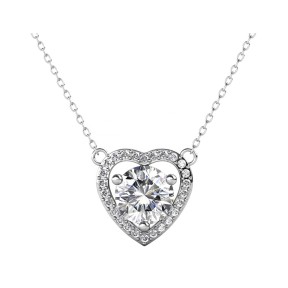 Gargantilla Brizzling Moissanite Diamond Corazón Plata...