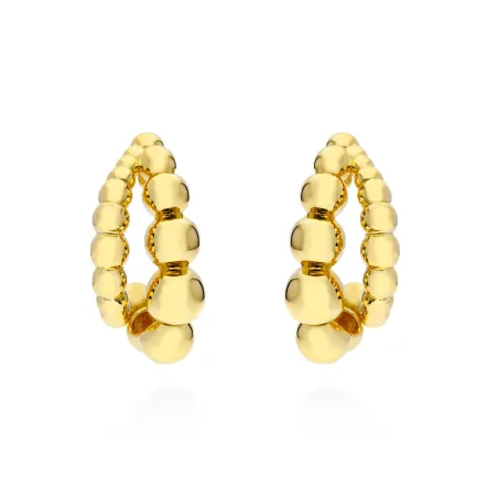 Pendientes Marina García Pompe Doble Aro Bolitas Plata Baño Oro 91112PD