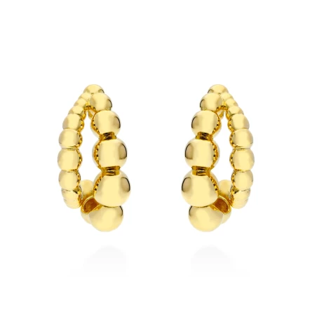 Pendientes Marina García Pompe Doble Aro Bolitas Plata Baño Oro 91112PD