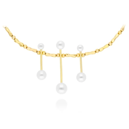 Gargantilla Marina García Tsuru Plata Baño Oro y Perlas 91259GD