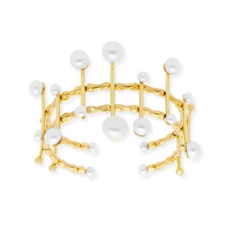 Pulsera Marina García Tsuru Plata Baño Oro y Perlas 91259UD