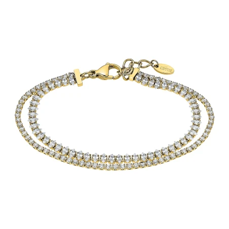 Pulsera Doble Lotus Style Acero Baño Oro y Circonitas Blancas LS2574-2/2