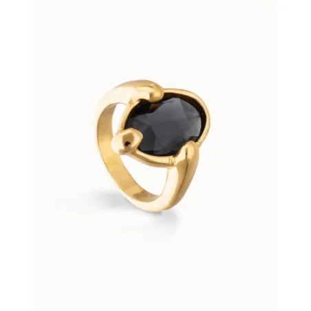 Anillo UNOde50 Ser Deslumbrante Baño Oro y Cristal Gris ANI0850NGRORO