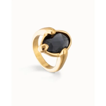 Anillo UNOde50 Ser Deslumbrante Baño Oro y Cristal Gris ANI0850NGRORO