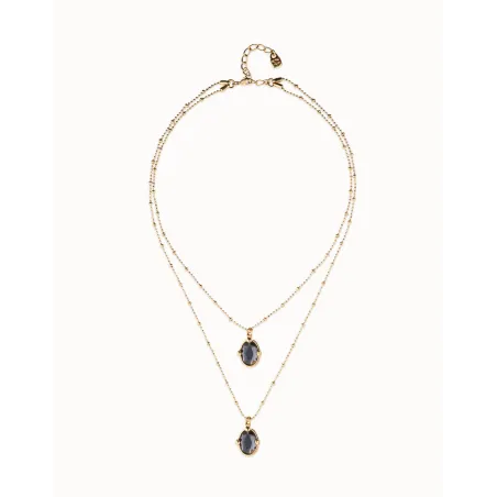 Collar Doble UNOde50 Baño Oro y Cristales Grises COL2030NGRORO0U