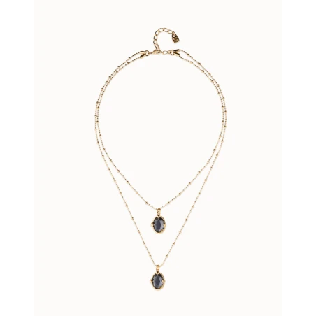 Collar Doble UNOde50 Baño Oro y Cristales Grises COL2030NGRORO0U