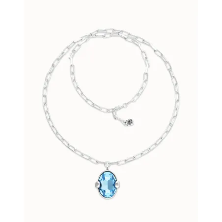 Collar Largo UNOde50 Baño Plata y Cristal Azul COL2031AZUMTL0U