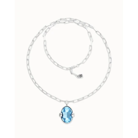 Collar Largo UNOde50 Baño Plata y Cristal Azul COL2031AZUMTL0U