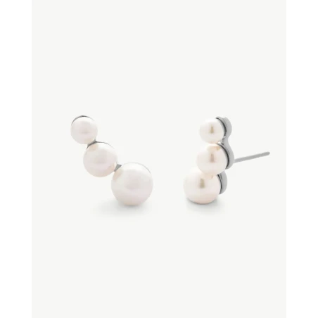 Pendientes Trepadores Majorica Petit Plata Baño Rodio y 3 Perlas 18121.01.2.E00.906.1