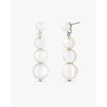 Pendientes Largos Majorica Petit Plata Baño Rodio y Perlas 18122.01.2.E00.906.1