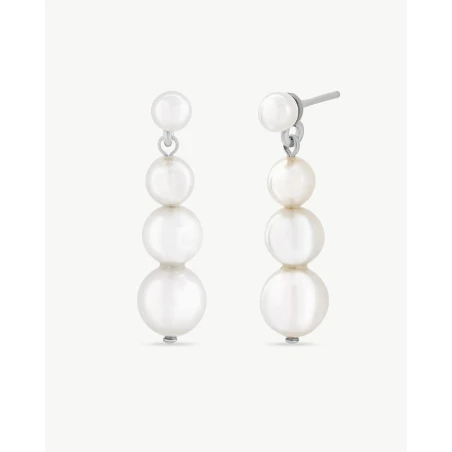 Pendientes Largos Majorica Petit Plata Baño Rodio y Perlas 18122.01.2.E00.906.1
