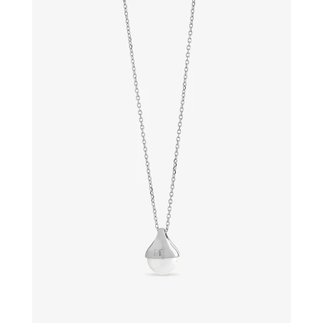 Gargantilla Majorica Drop Plata Baño Rodio y Perla Blanca 18163.01.2.N40.530.1