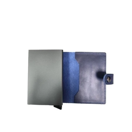 Tarjetero Piel Envejecida Azul Marino Hombre 222-104AZUL
