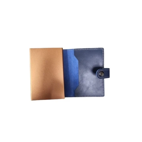 Tarjetero Piel Azul y Oro Hombre 222-105AZU-OR