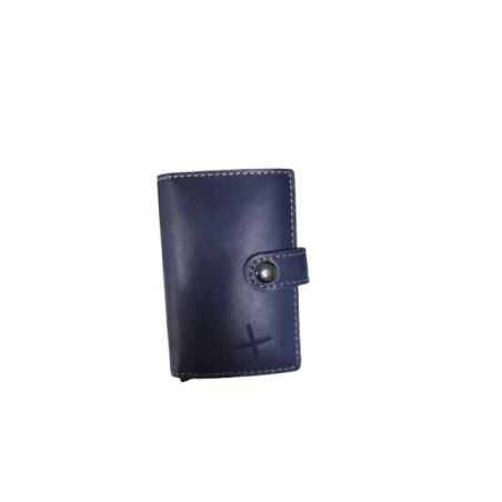 Tarjetero Piel Azul y Oro Hombre 222-105AZU-OR