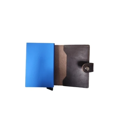 Tarjetero Piel Marrón y Azul Hombre 222-105MA-AZ