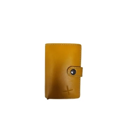 Tarjetero Piel Mostaza y Azul Hombre 222-105MOS-AZ