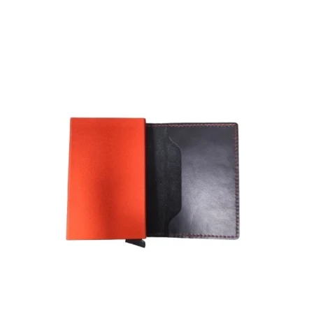 Tarjetero Piel Negro y Rojo Hombre 222-205NE-RO