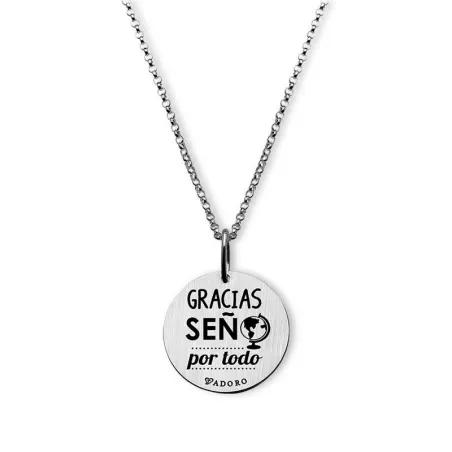 Colgante y cadena T'ADORO. Mensaje, Gracias seño, por todo