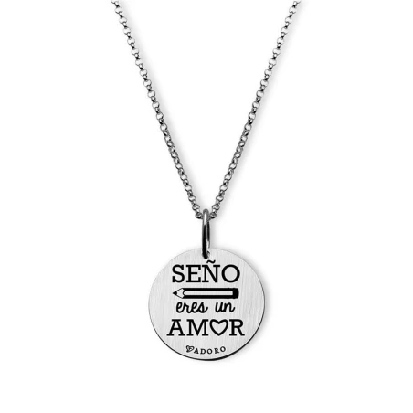 Colgante y cadena T'ADORO con grabado, Seño eres un amor