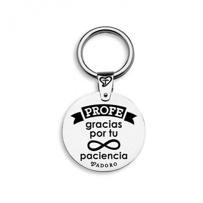 Llavero T'ADORO. Mensaje, Profe gracias por tu infinita paciencia. Negro
