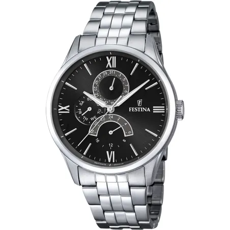 Reloj Festina Retro Plateado y Negro Multifunción Hombre F16822/4