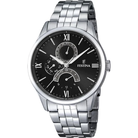 Reloj Festina Retro Plateado y Negro Multifunción Hombre F16822/4