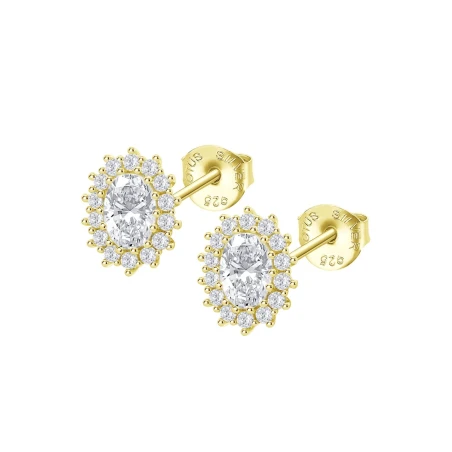 Pendientes Lotus Silver Plata Baño Oro y Cristales LP3459-4/7