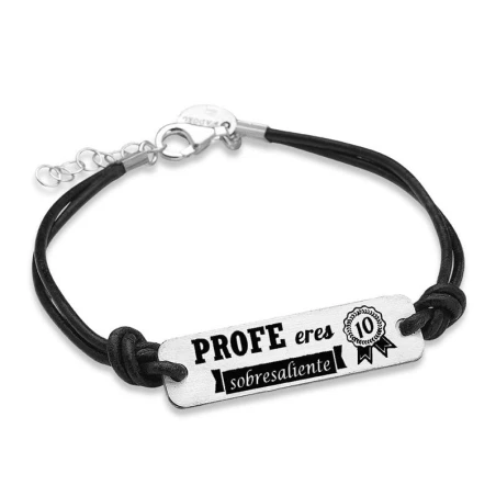 Pulsera chapa rectangular T'DORO  mensaje, Profe eres sobresaliente