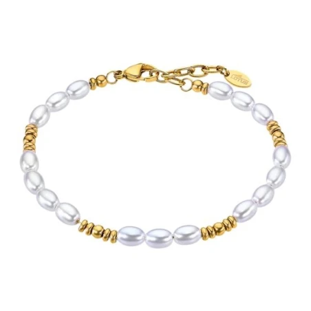 Pulsera Lotus Style Acero Baño Oro y Perlas Mujer LS2562-2/2