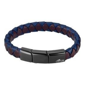 Pulsera Lotus Style Piel Trenzada Marrón y Azul LS2531-2/2