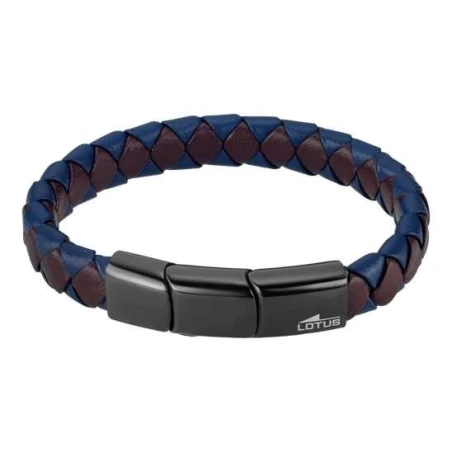 Pulsera Lotus Style Piel Trenzada Marrón y Azul LS2531-2/2