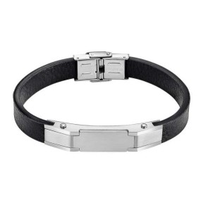 Pulsera Lotus Style Men In Black Piel Negra y Acero...
