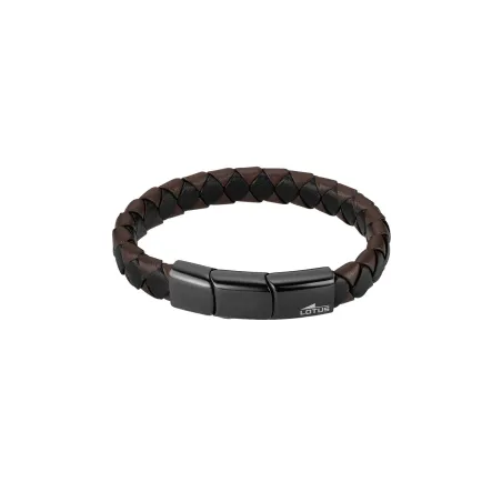 Pulsera Lotus Style Piel Trenzada Marrón y Acero Negro Hombre LS2531-2/1
