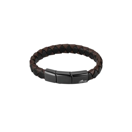 Pulsera Lotus Style Piel Trenzada Marrón y Acero Negro Hombre LS2531-2/1