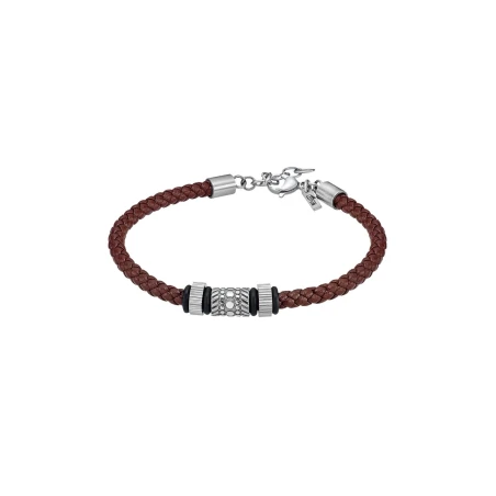 Pulsera Lotus Style Men Basic Piel Trenzada Marrón y Acero Inoxidable LS2549-2/2