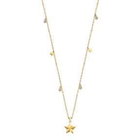 Gargantilla Lotus Style Estrella Acero Baño Oro  y...