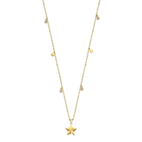 Gargantilla Lotus Style Estrella Acero Baño Oro  y Cristales Brillantes LS2599-1/2