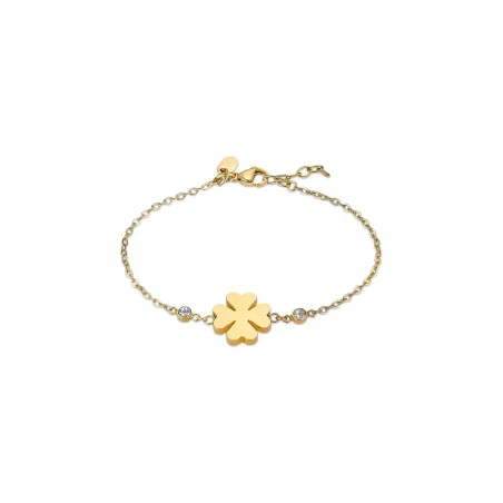 Pulsera Lotus Style Trébol Acero Baño Oro y Cristales Brillantes LS2601-2/2