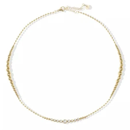 Collar Liu Jo Bolitas Acero Baño Oro y Circonitas Blancas LJ2824